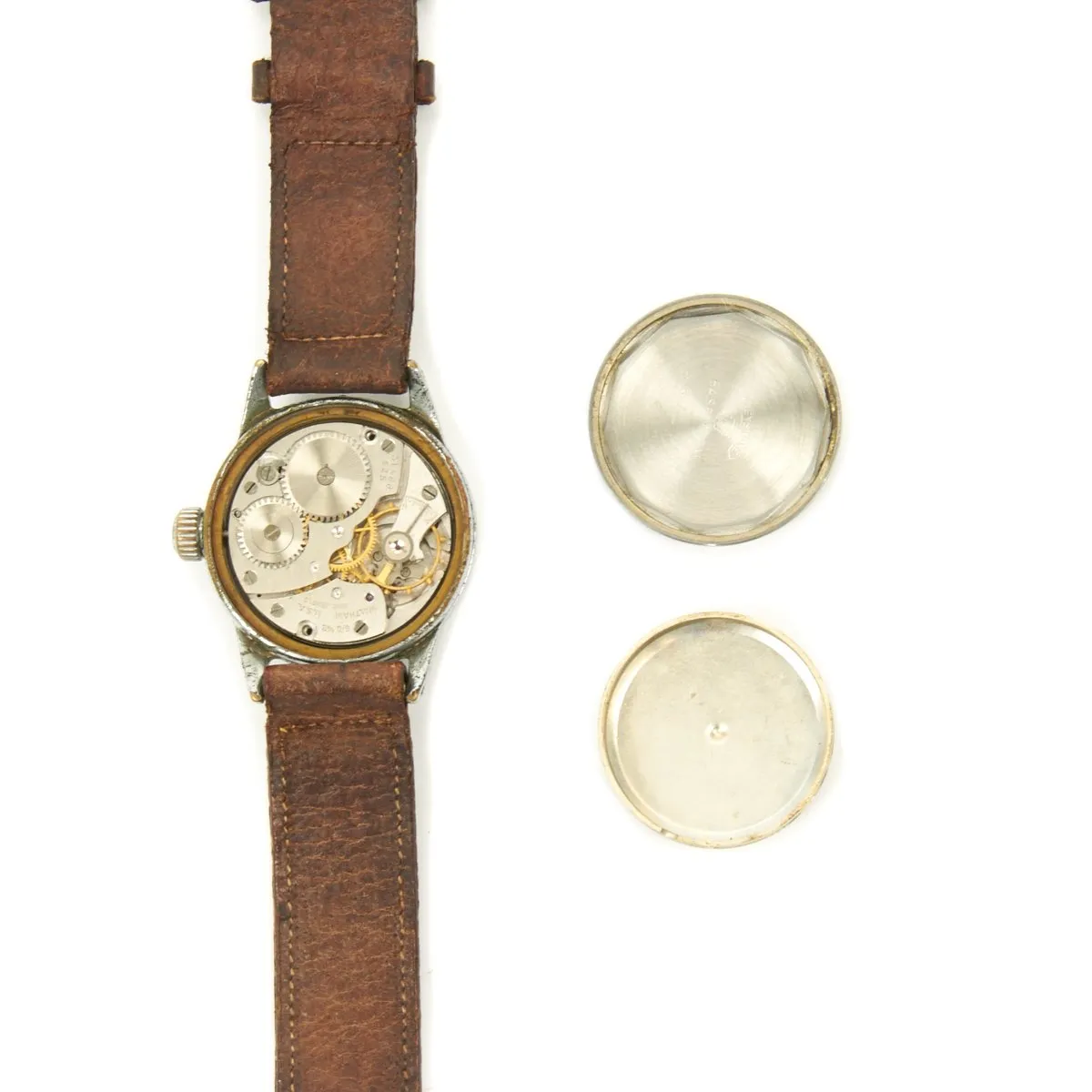 Original U.S. WWII 1942 Army 9-Jewel Wrist Watch by Waltham with Original Leather Band - Fully Functional