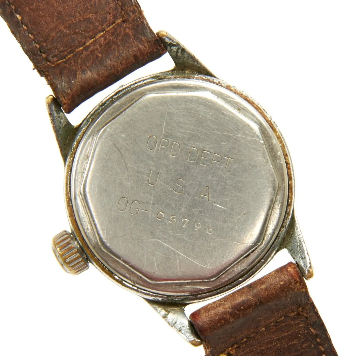 Original U.S. WWII 1942 Army 9-Jewel Wrist Watch by Waltham with Original Leather Band - Fully Functional