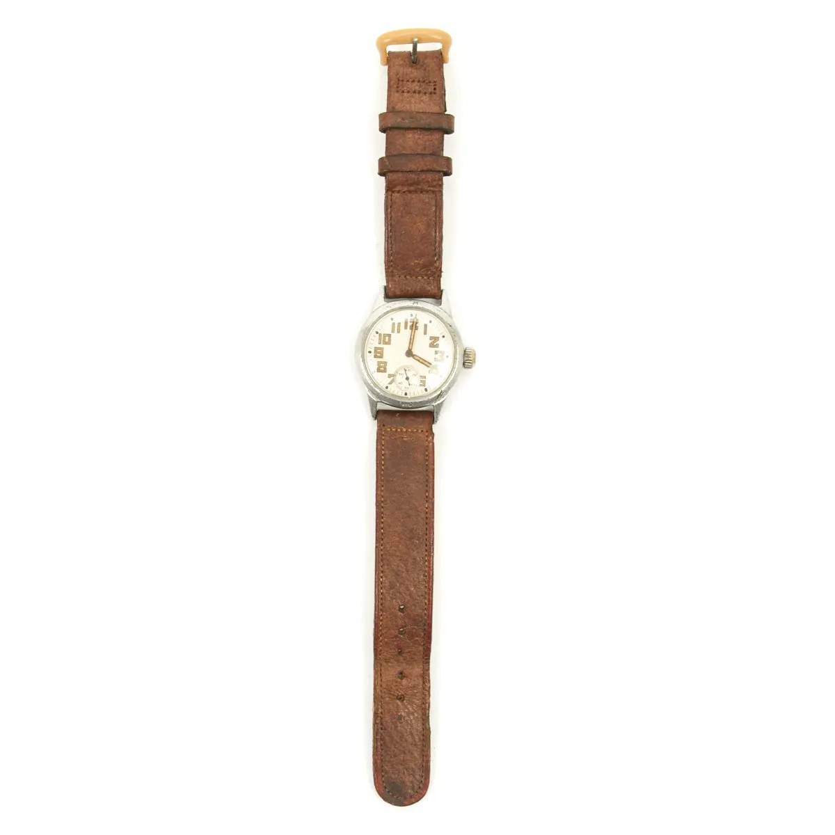 Original U.S. WWII 1942 Army 9-Jewel Wrist Watch by Waltham with Original Leather Band - Fully Functional