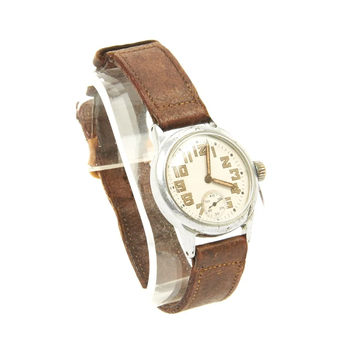 Original U.S. WWII 1942 Army 9-Jewel Wrist Watch by Waltham with Original Leather Band - Fully Functional