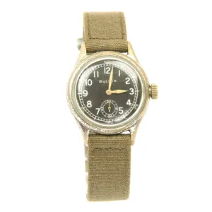 Original U.S. WWII Army Officer 17-Jewel Wrist Watch Model 10 AK by BULOVA - Fully Functional