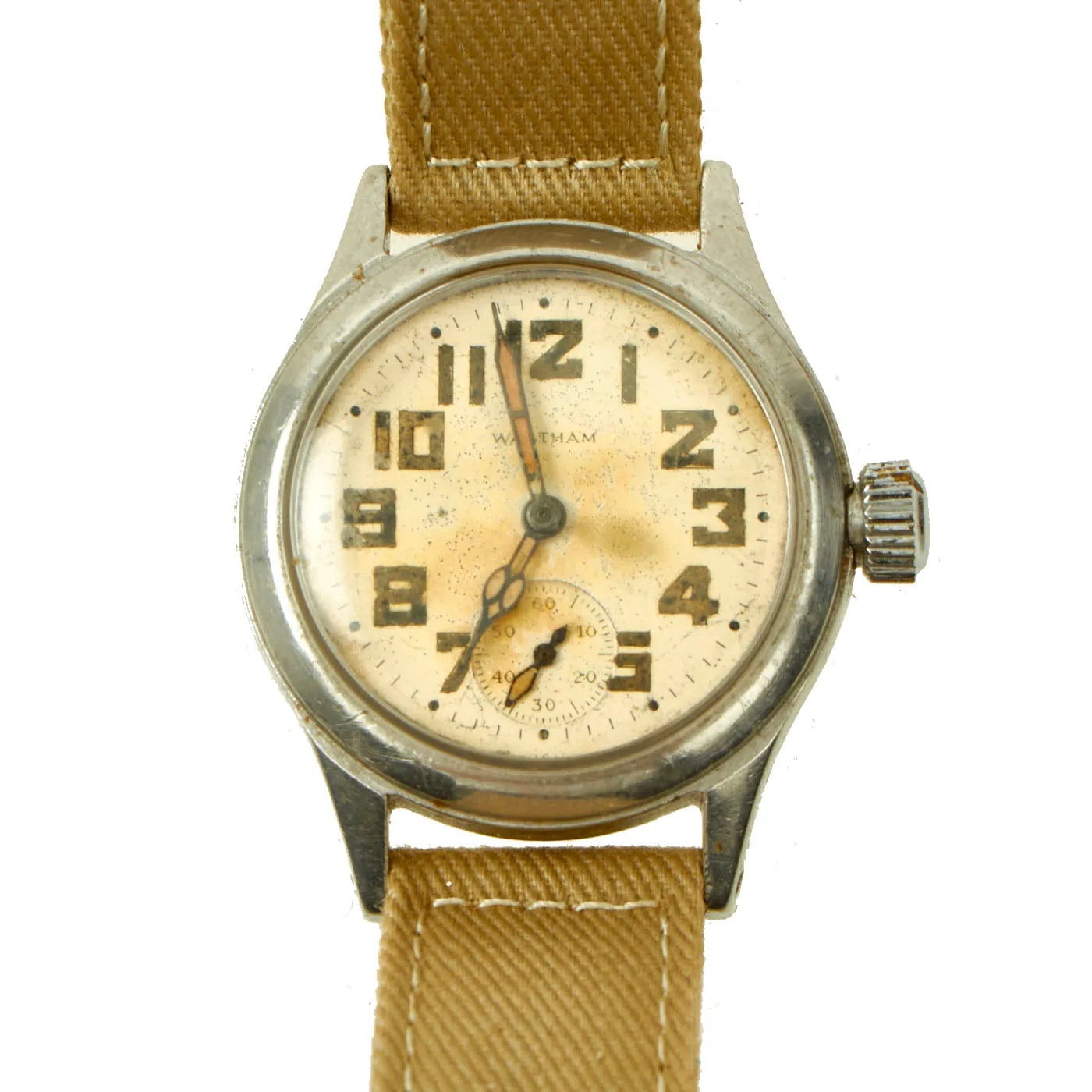 Original U.S. WWII Fully Functional US Army Ordnance Department 17-Jewel Wrist Watch by Waltham - Laundry Number Marked and Identified