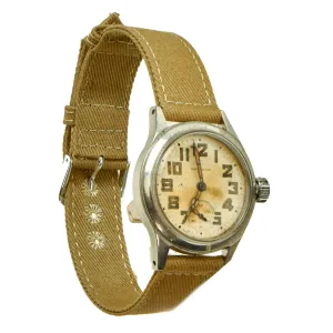 Original U.S. WWII Fully Functional US Army Ordnance Department 17-Jewel Wrist Watch by Waltham - Laundry Number Marked and Identified