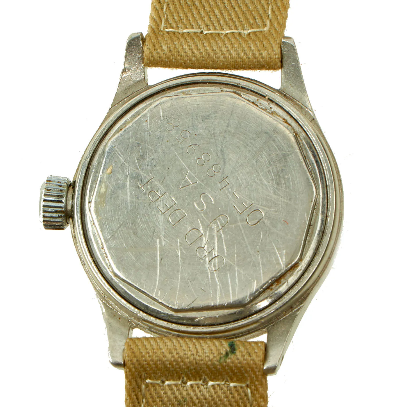 Original U.S. WWII Fully Functional US Army Ordnance Department 17-Jewel Wrist Watch by Waltham - Laundry Number Marked and Identified