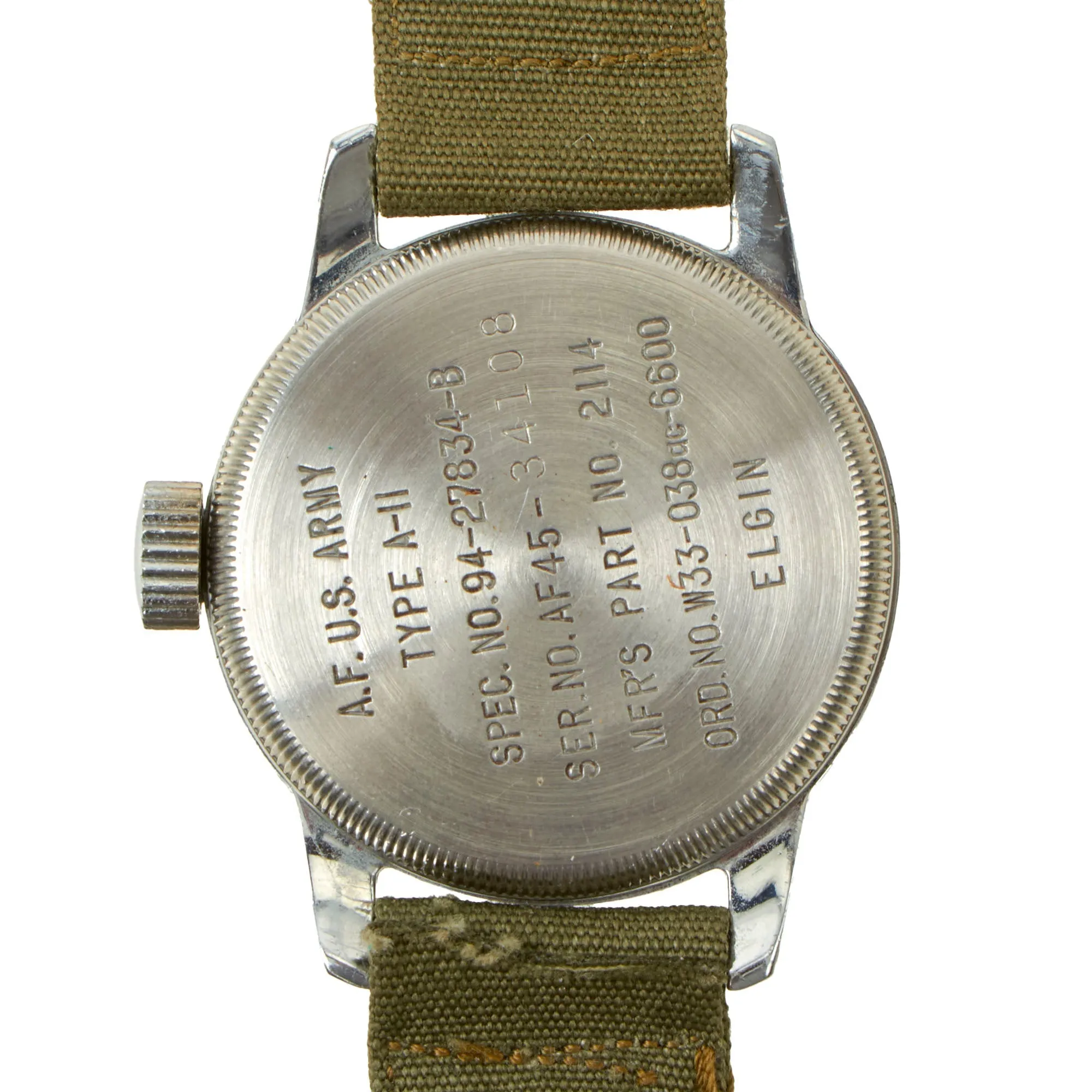 Original U.S. WWII Type A-11 USAAF Unissued Wrist Watch by Elgin - Excellent and Fully Functional