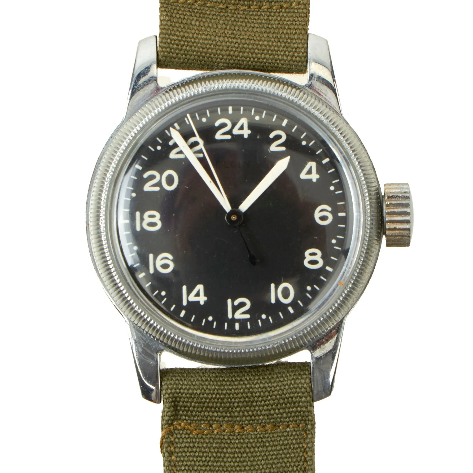 Original U.S. WWII Type A-11 USAAF Unissued Wrist Watch by Elgin - Excellent and Fully Functional