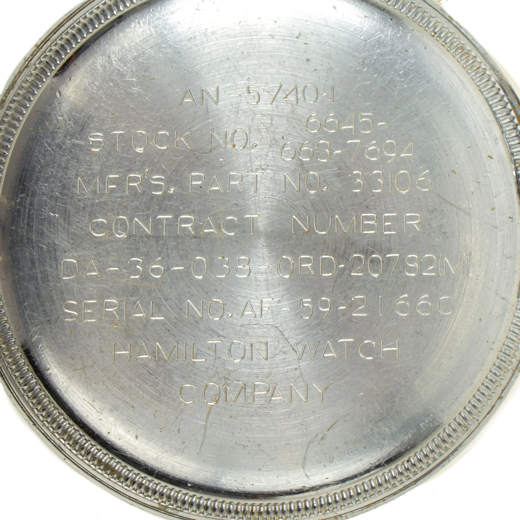 Original Vietnam War U.S. Army Air Forces Hamilton AN5740-1 G.C.T. 24 Hour Navigator Pocket Watch - 1959 Dated