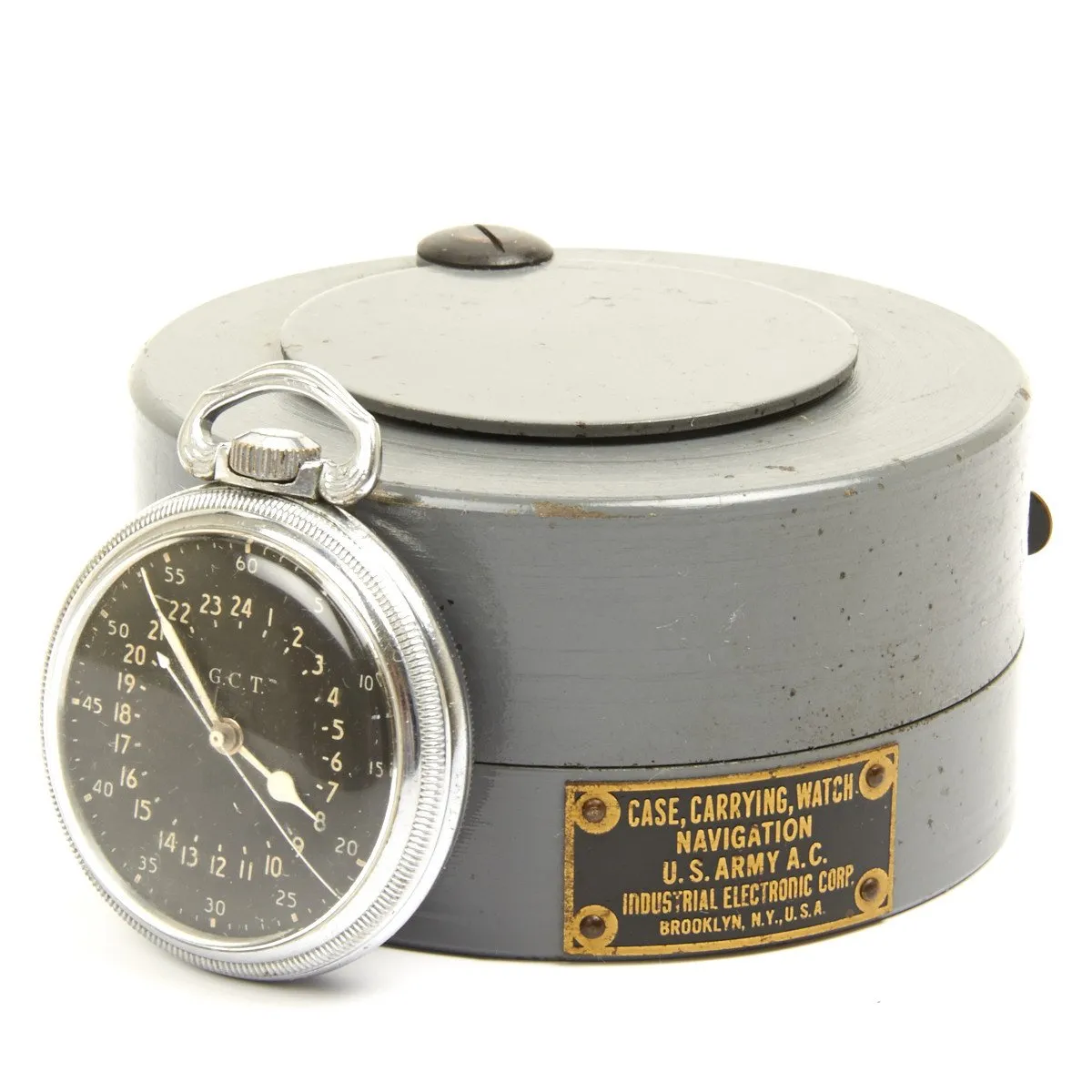 Original WWII USAAF 1940 Hamilton AN5740 G.C.T Navigator Pocket Watch with Case