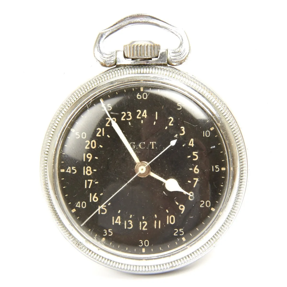 Original WWII USAAF 1940 Hamilton AN5740 G.C.T Navigator Pocket Watch with Case