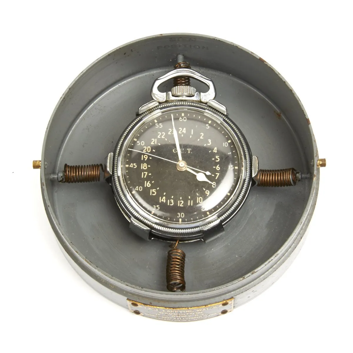 Original WWII USAAF 1940 Hamilton AN5740 G.C.T Navigator Pocket Watch with Case