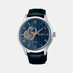 Presage Men's Blue Analog Leather Automatic Watch SSA421J1