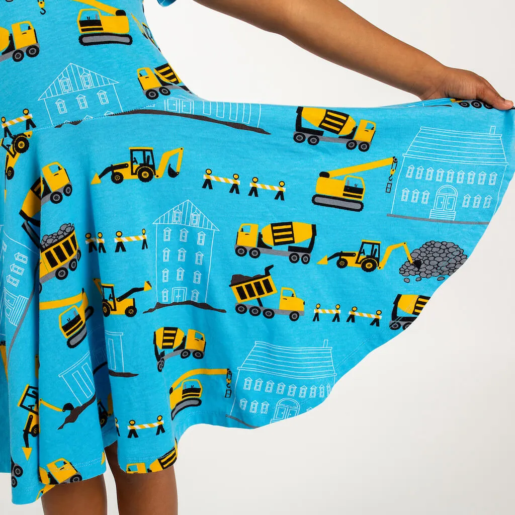 "Groundbreaker" Construction Trucks Short Sleeve Super Twirler Dress