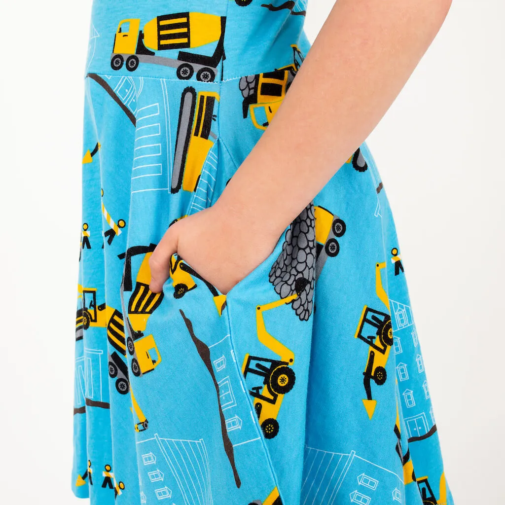 "Groundbreaker" Construction Trucks Short Sleeve Super Twirler Dress