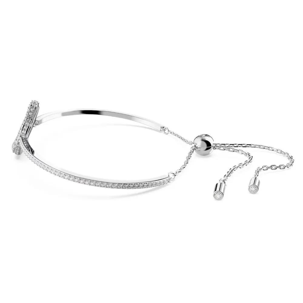 "Swarovski Iconic Swan bangle , White, Rhodium plated"