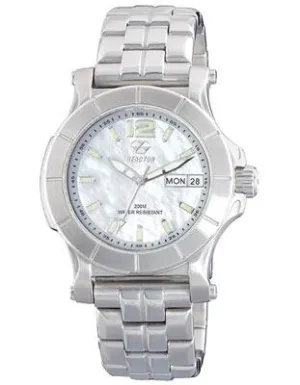 Reactor Ladies Quark Mid - White Mother-of-Pearl - Stainless - Day Date Window