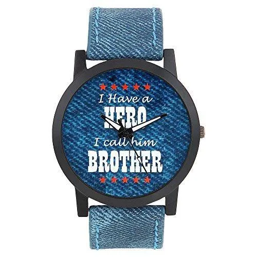 Relish Mens Boys Denim Slim Analog Display Quartz Watch for Brothers | RE-S8103BD | Gift for Brother