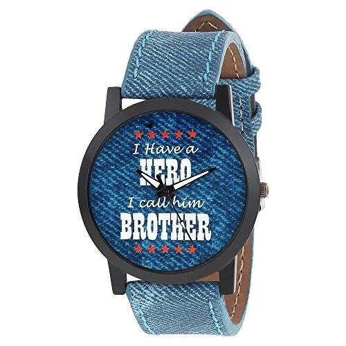 Relish Mens Boys Denim Slim Analog Display Quartz Watch for Brothers | RE-S8103BD | Gift for Brother