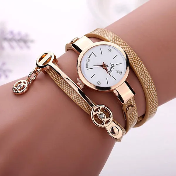 Rose Gold Charm Wrap Watch