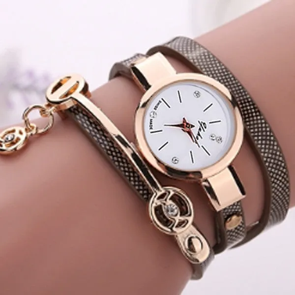 Rose Gold Charm Wrap Watch