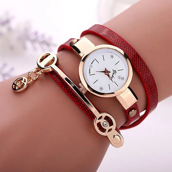 Rose Gold Charm Wrap Watch