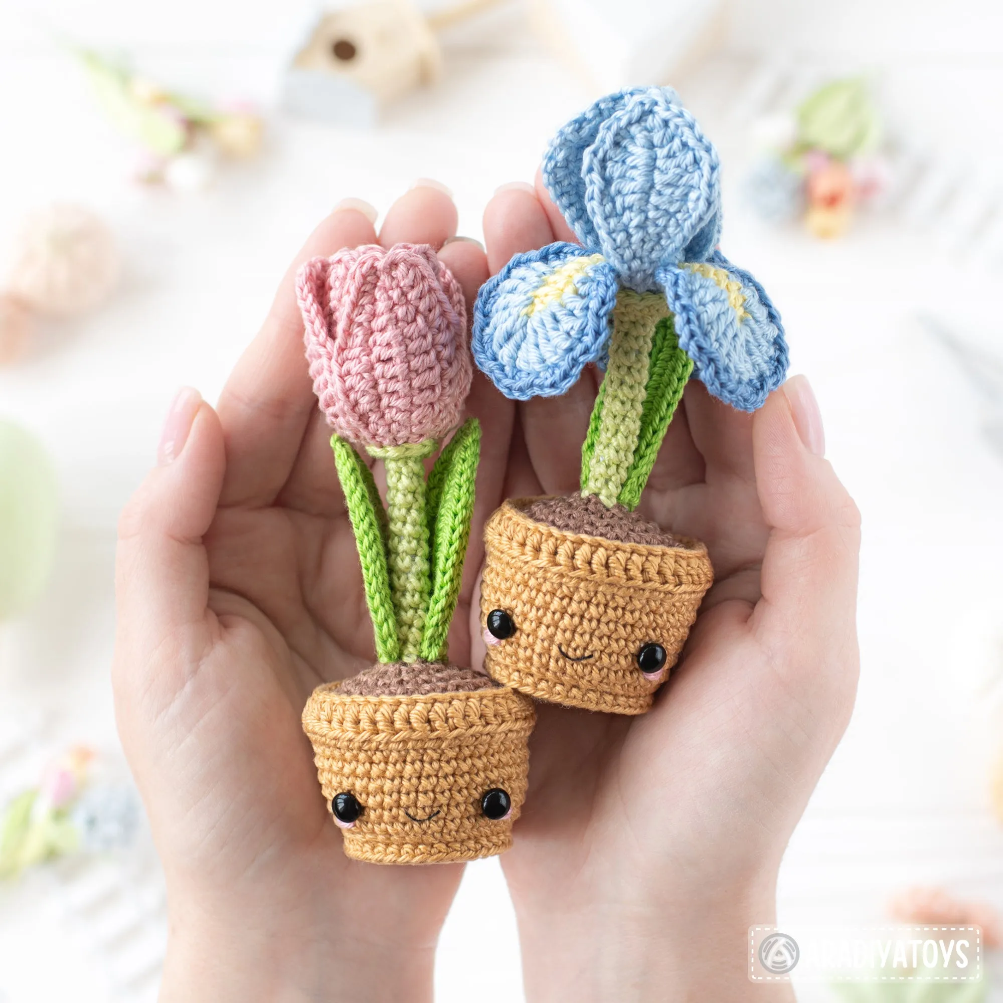 Secret Garden from “Mini Kingdom” collection / crochet patterns by AradiyaToys (Amigurumi tutorial PDF file), crochet flowers, amigurumi gnome, crochet ladybug, amigurumi gardener