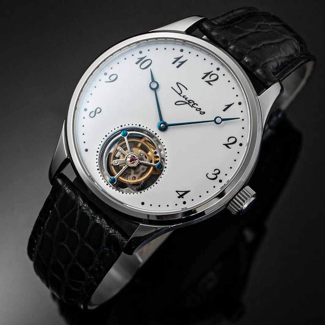 Sugess tourbillon mechanical men's watch white enamel enamel ST8230 seagull movement high-end custom watch