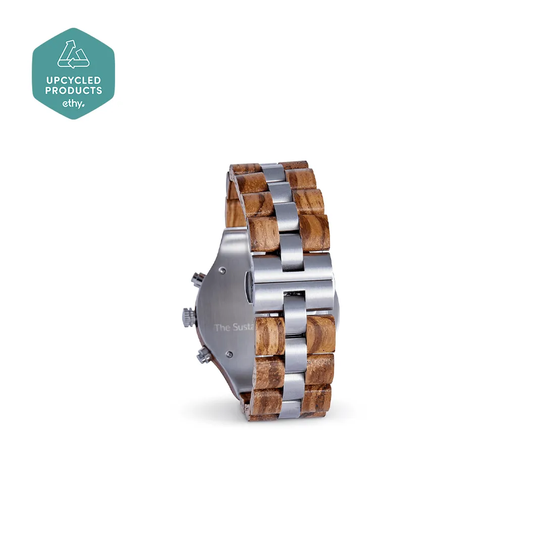 The Sandalwood Men's Vegan Wooden Watch | Brown & Silver