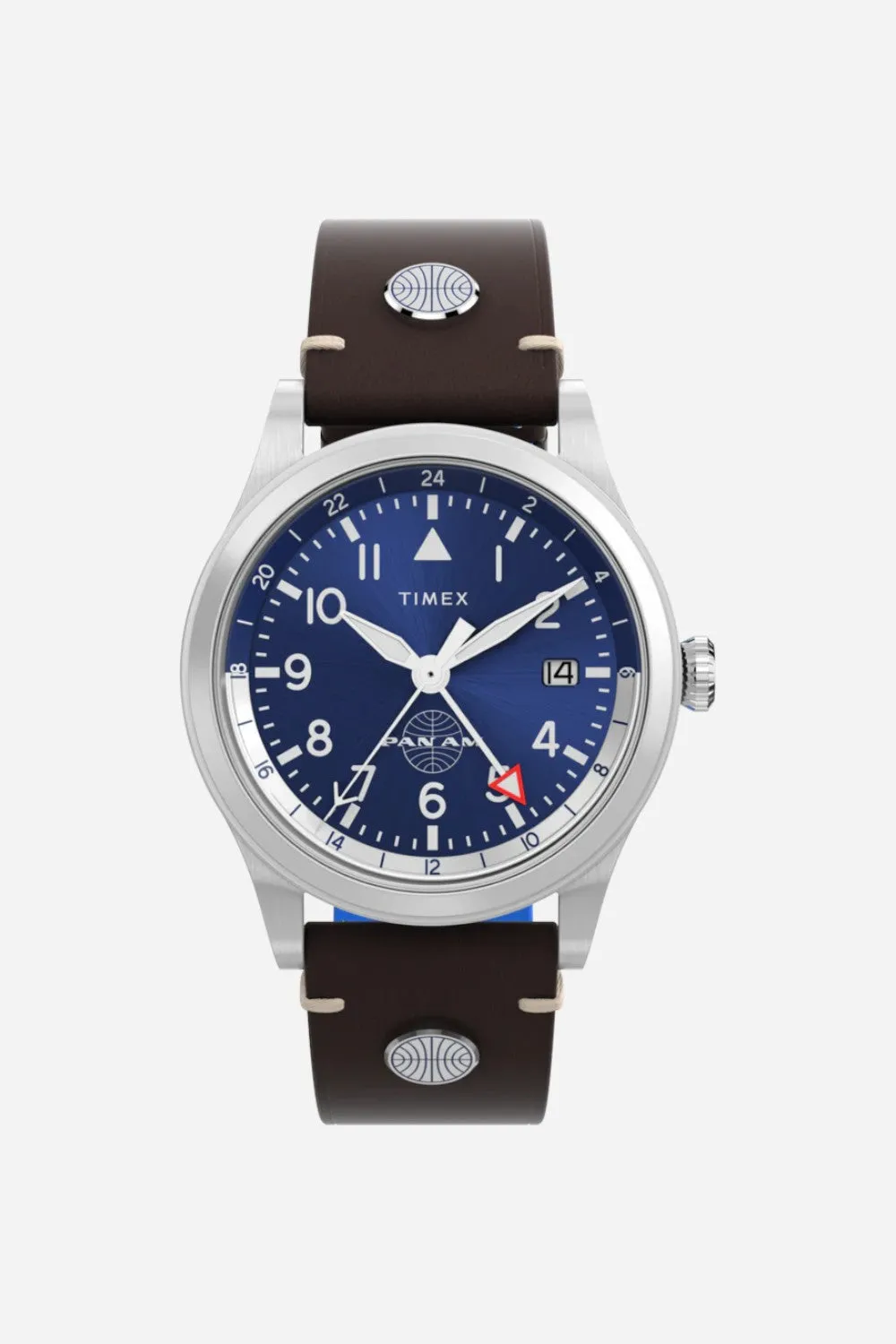 Timex Waterbury GMT x Pan Am® 39mm Leather Strap Watch