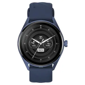 Titan Crest Premium Unisex Smart Watch in Blue Strap with 3.63 cm AMOLED Display with AOD, Functional Crown, BT Calling, 90197AP02