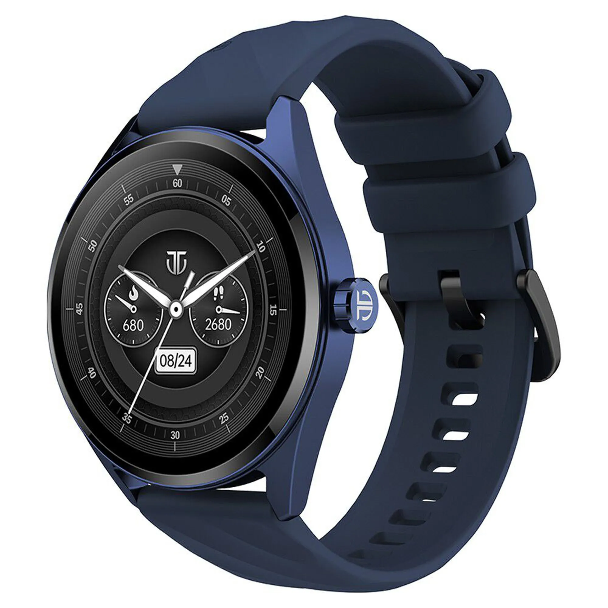 Titan Crest Premium Unisex Smart Watch in Blue Strap with 3.63 cm AMOLED Display with AOD, Functional Crown, BT Calling, 90197AP02