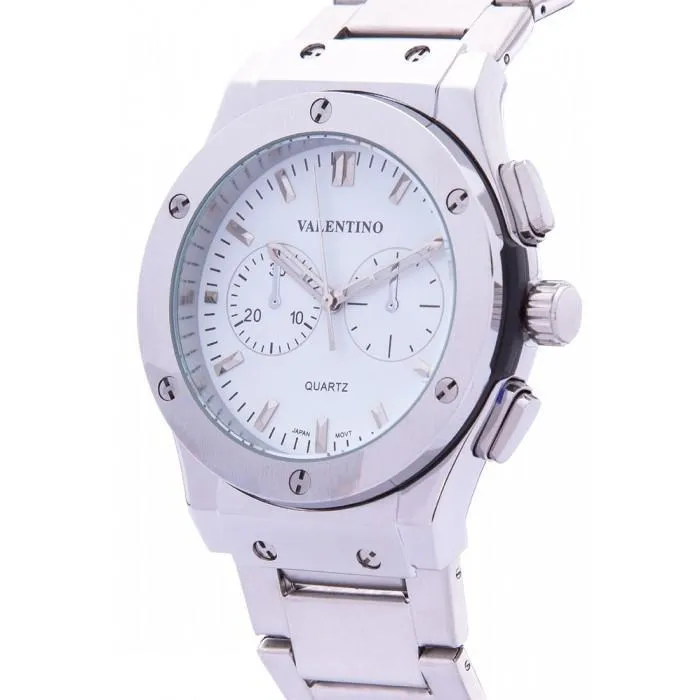 Valentino 20122068-WHITE DIAL SILVER STAINLESS STEEL BAND Watch for Men