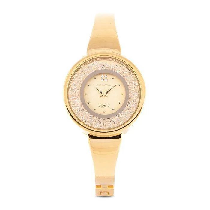 Valentino 20122148-GOLD DIAL Gold Fashion Metal Band Watch for Women