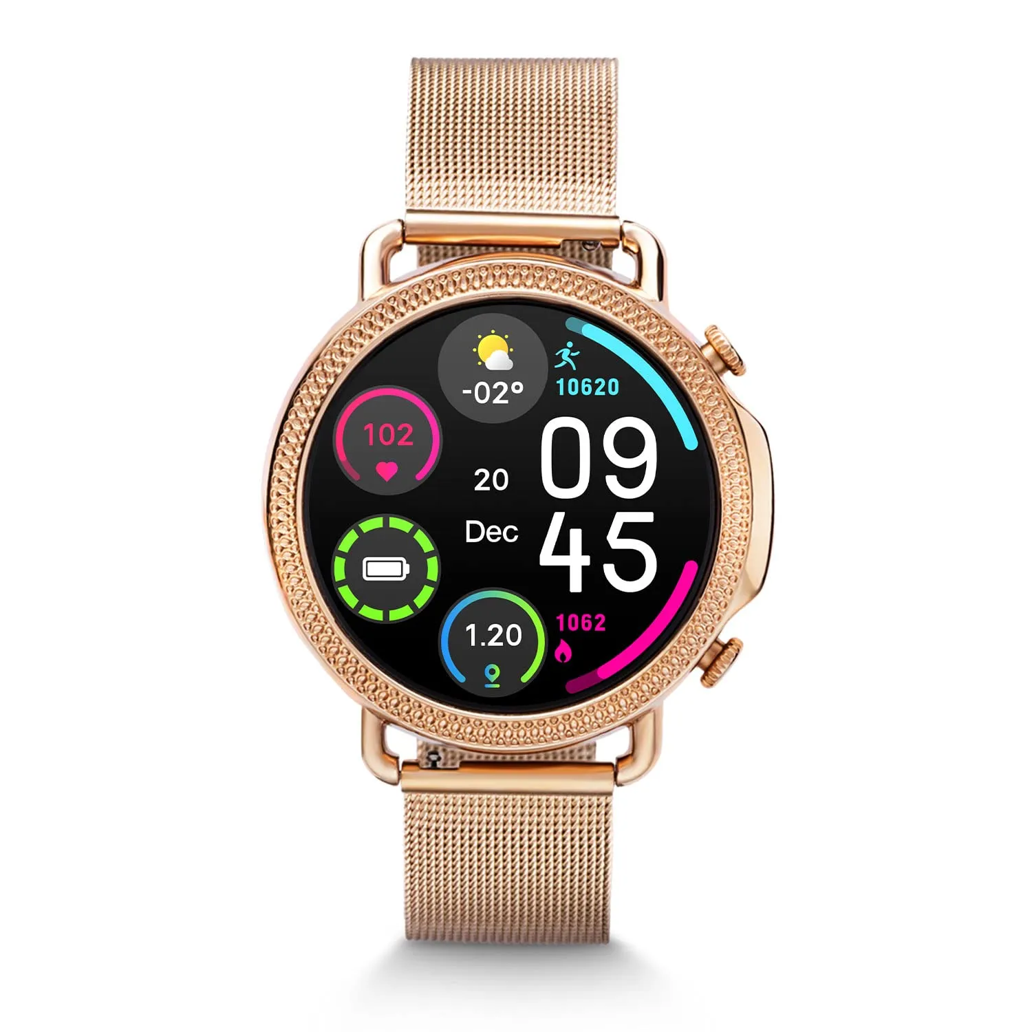 Vibez by Lifelong Ornate Smartwatch for Women with HD Display|Body Temprature |24x7 Heart Rate & SpO2 Tracking|8 Sports Mode|Sleep Monitor|IP67|7 Days Battery Backup (VBSWW450,Gold)