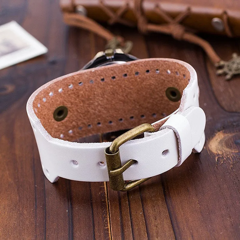 Vintage Cow Leather Bracelet Watch Women WristWatch Casual Luxury Quartz Watch