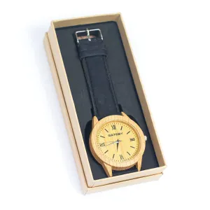 Vintage Ladies Watch with dark brown Cork Strap  Pattern Dial WA-239-A (with Random box)