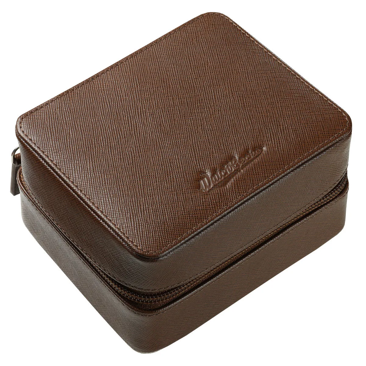 WatchGecko Leather Dual Zipped Watch Travel Case - Brown