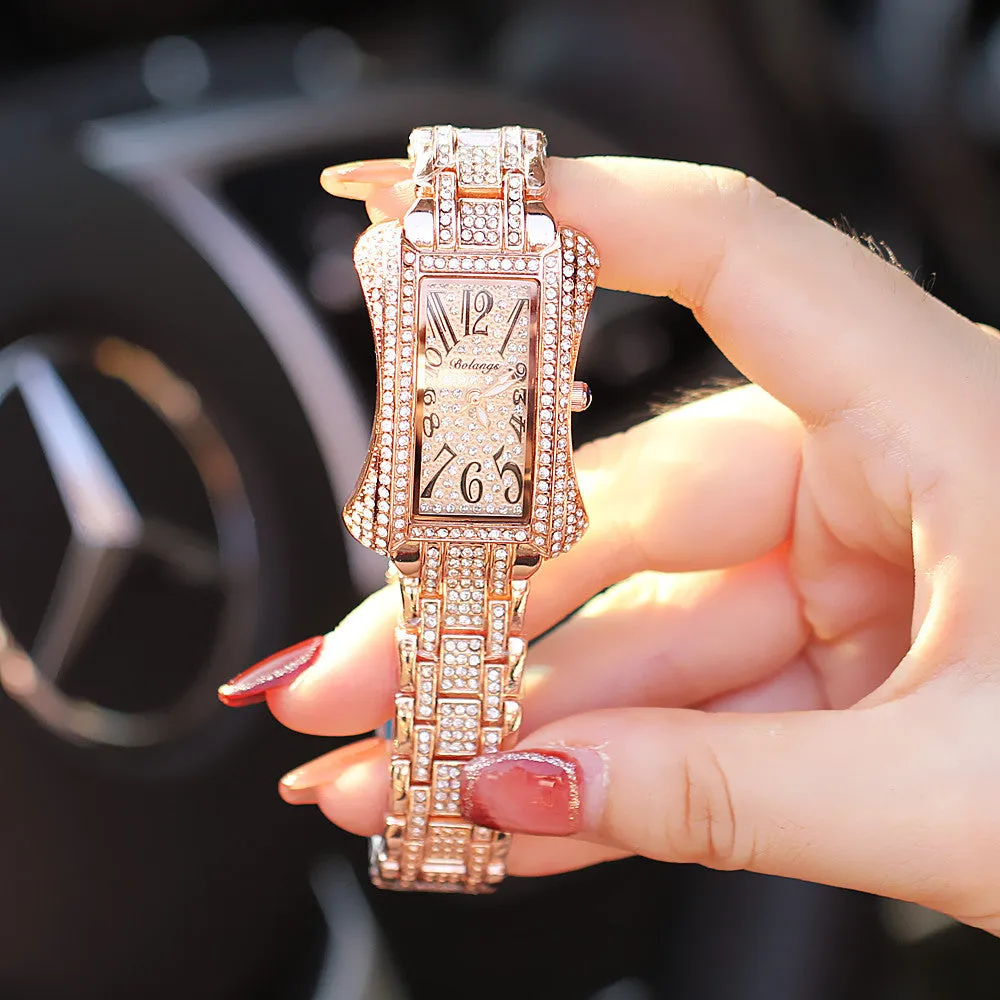 Women's watch rectangular pointer luminous diamond fashion quartz waterproof watch trendy