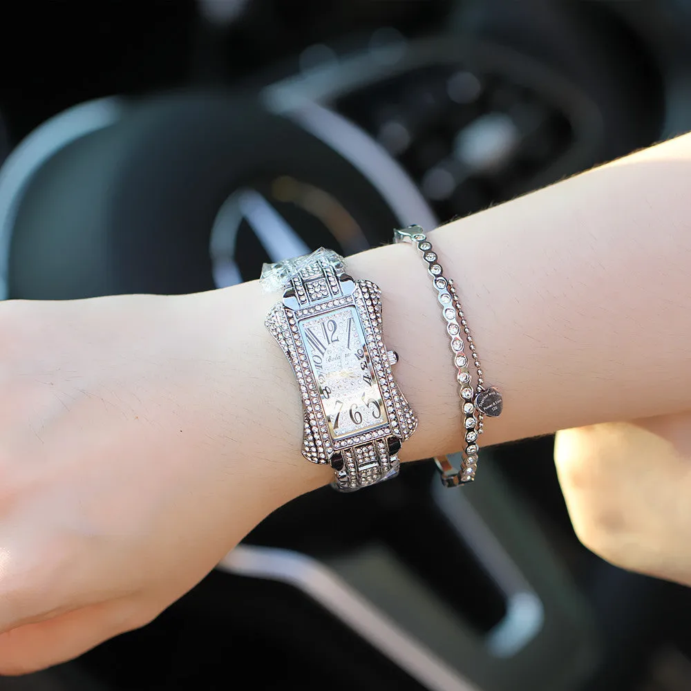 Women's watch rectangular pointer luminous diamond fashion quartz waterproof watch trendy