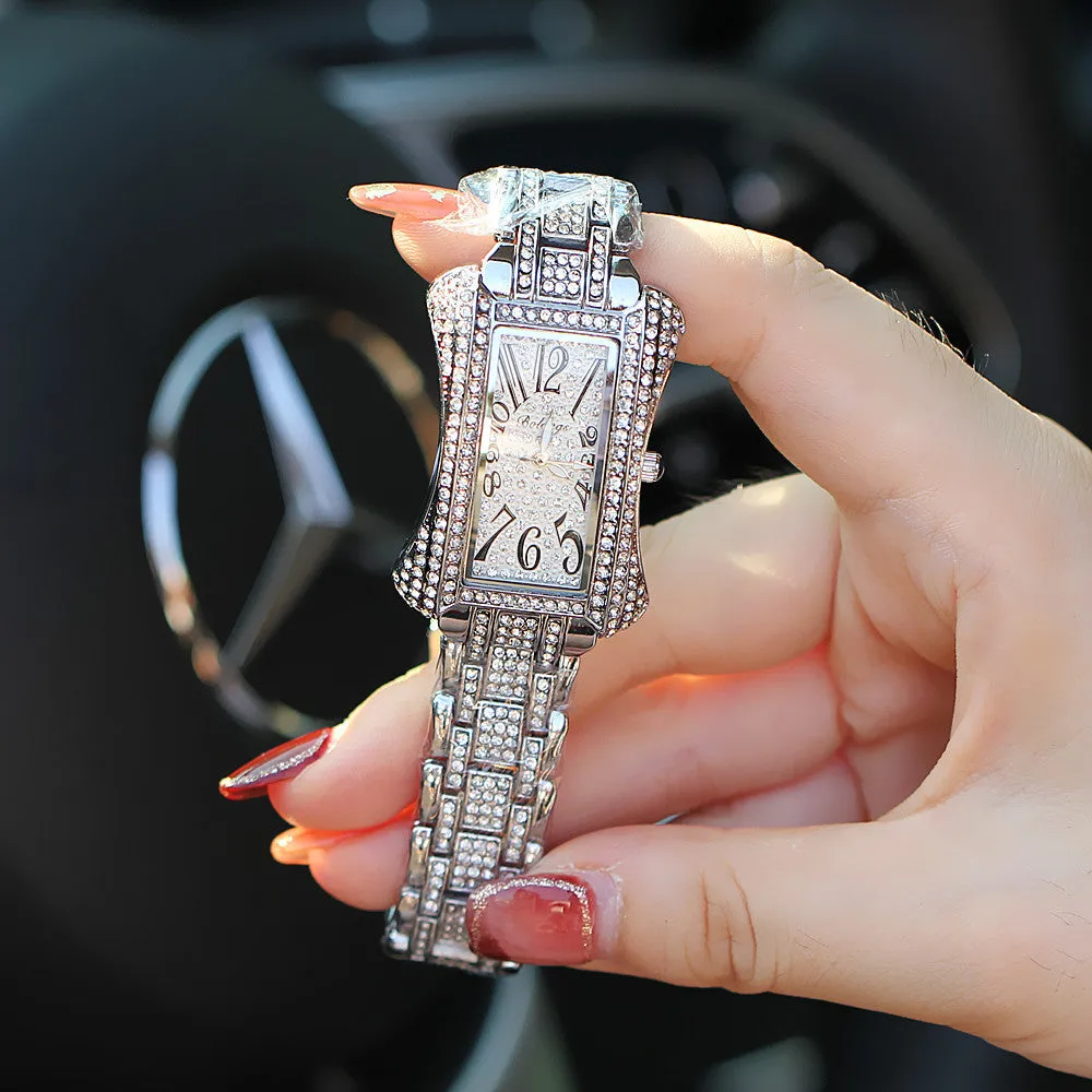 Women's watch rectangular pointer luminous diamond fashion quartz waterproof watch trendy