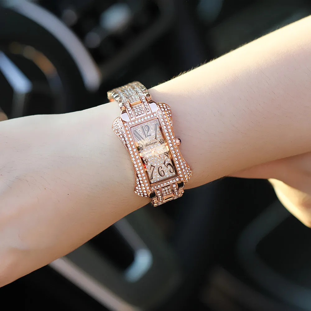 Women's watch rectangular pointer luminous diamond fashion quartz waterproof watch trendy