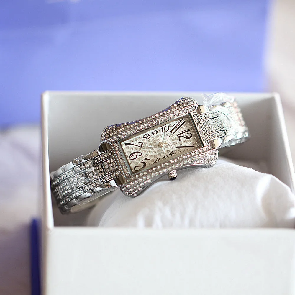 Women's watch rectangular pointer luminous diamond fashion quartz waterproof watch trendy